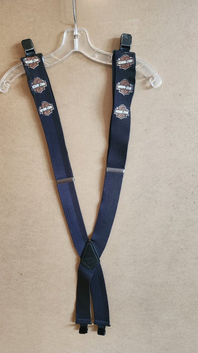 Vintage Harley Davidson Suspenders Black Bar & Shield Logo Biker Clip On Men’s